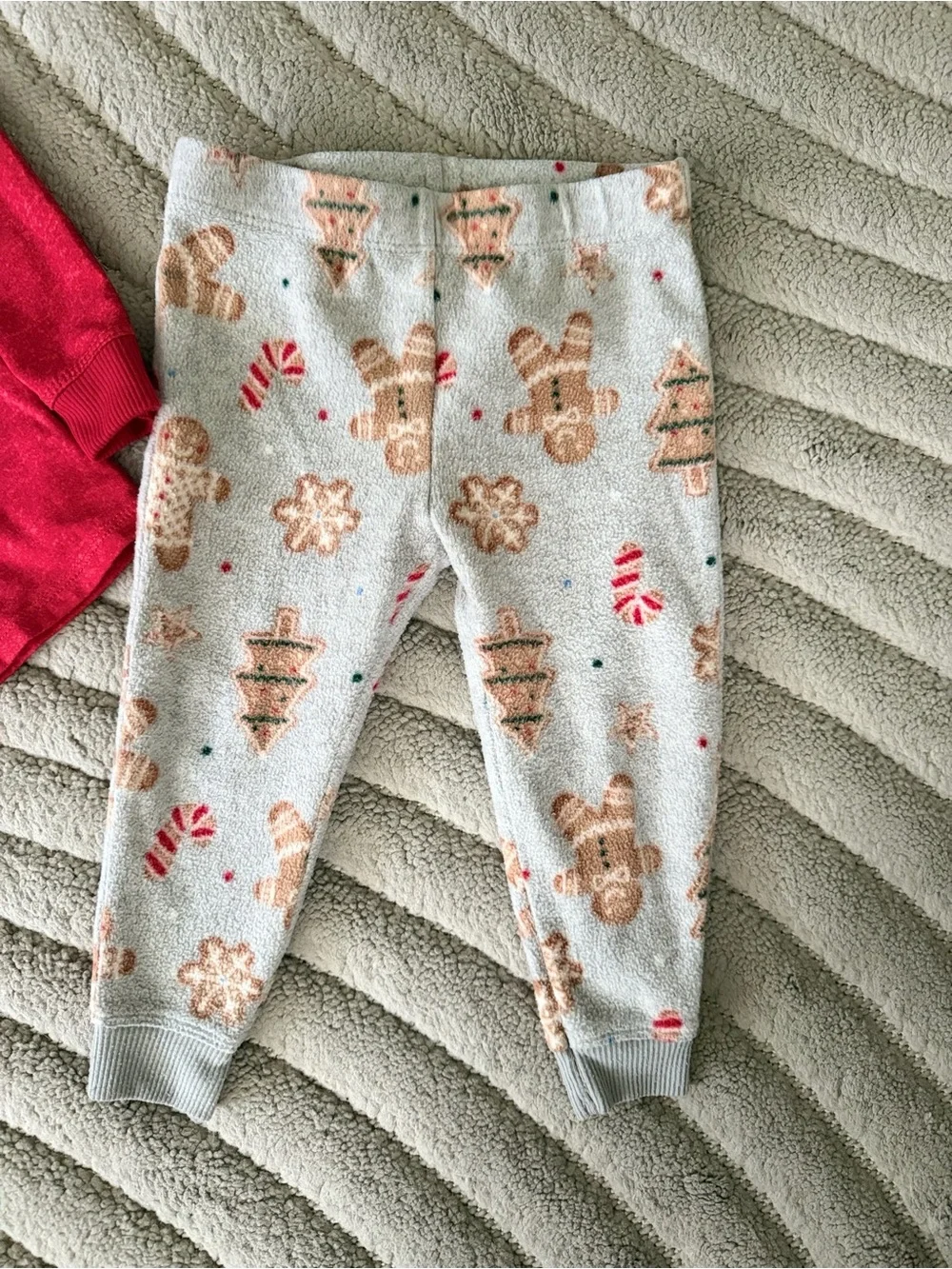 Kids Red Gingerbread Graphic Pajama Set